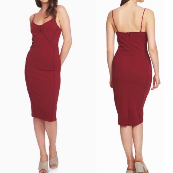 1.STATE Red Bodycon Midi Dress - Picture 1 of 14